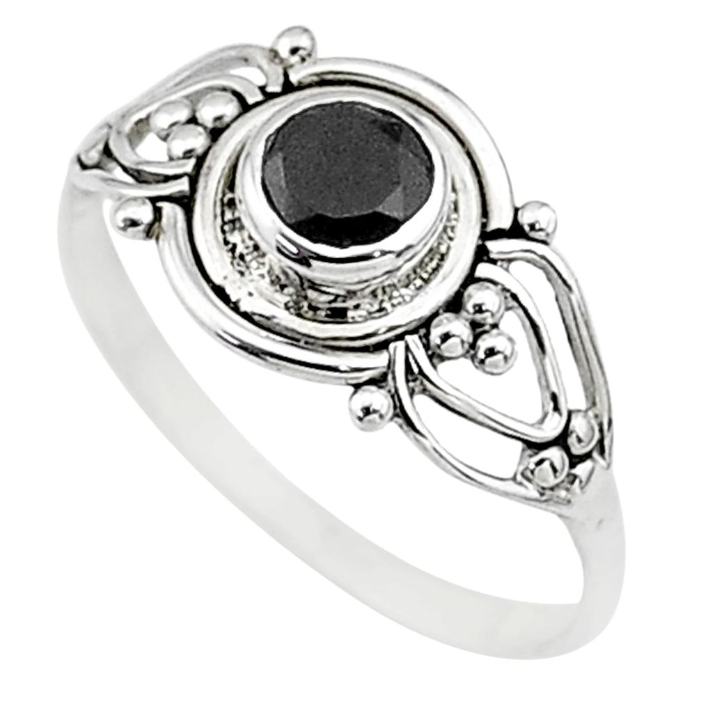 0.74cts natural black onyx 925 silver graduation handmade ring size 7 t9632