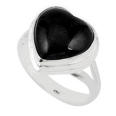 6.68cts solitaire natural black onyx 925 sterling silver ring size 7 y46574