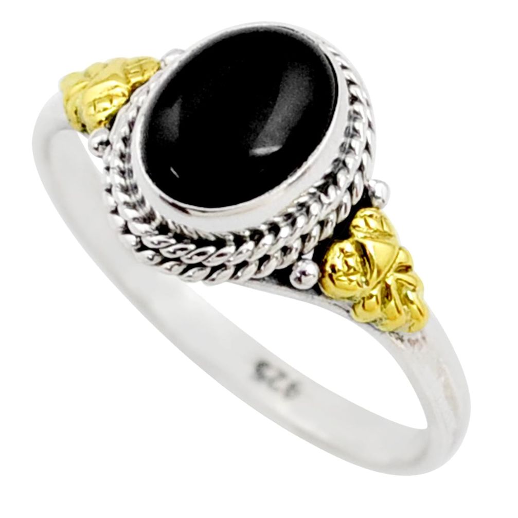 2.14cts solitaire natural black onyx 925 sterling silver ring size 8 t79217