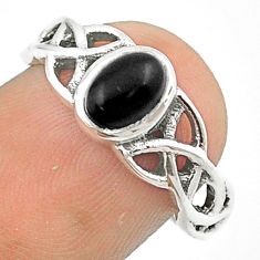 1.53cts solitaire natural black onyx 925 sterling silver ring size 8 u23866