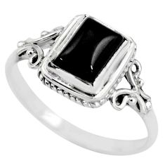 2.14cts solitaire natural black onyx 925 sterling silver ring size 9 t79407