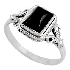 2.12cts solitaire natural black onyx 925 sterling silver ring size 9 t79415