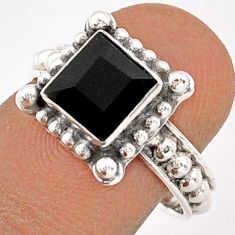 2.42cts solitaire natural black onyx 925 sterling silver ring size 7.5 t84186