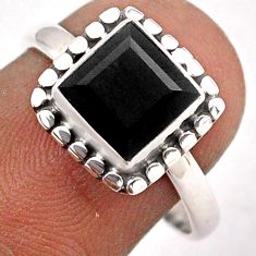 2.42cts solitaire natural black onyx 925 sterling silver ring size 7.5 t87912