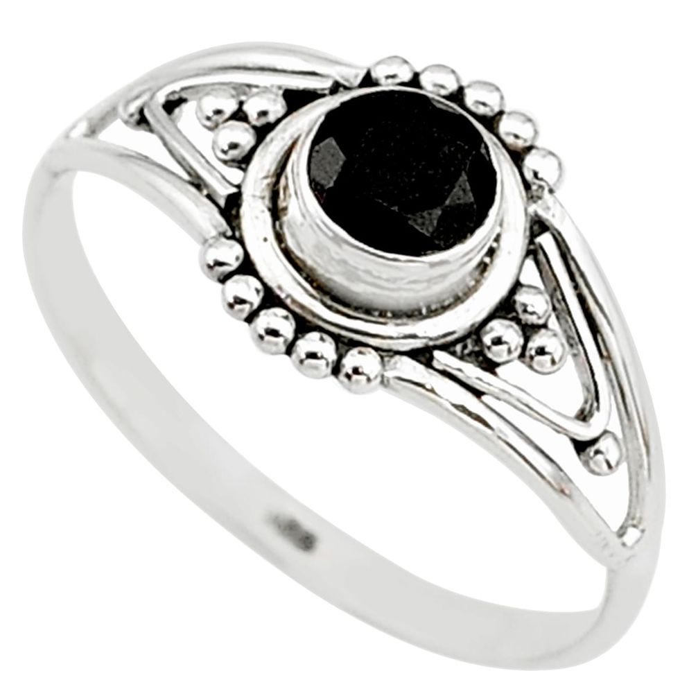0.90cts natural black onyx 925 silver graduation handmade ring size 9.5 t9379