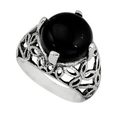 6.58cts solitaire natural black onyx 925 sterling silver ring size 6.5 y73588