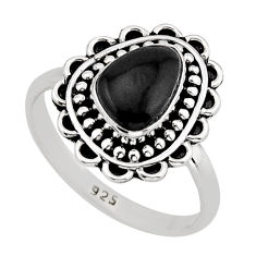 2.48cts solitaire natural black onyx fancy sterling silver ring size 8.5 y79394