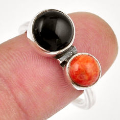 3.98cts solitaire natural black onyx mojave turquoise silver ring size 7 y46451