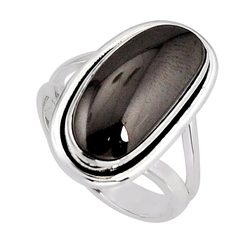 6.02cts solitaire natural black onyx oval 925 sterling silver ring size 6 y75392