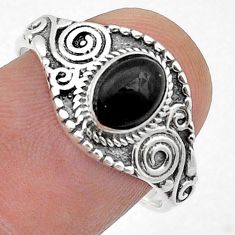 1.41cts solitaire natural black onyx oval 925 sterling silver ring size 8 u62628