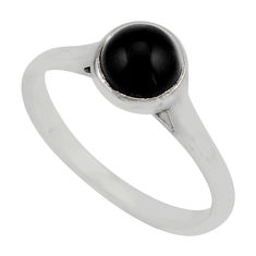 1.05cts solitaire natural black onyx round sterling silver ring size 10 y93437