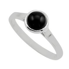 1.15cts solitaire natural black onyx round sterling silver ring size 7 y94460