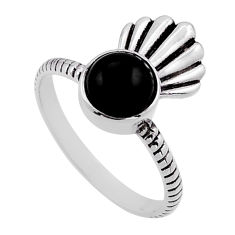 2.46cts solitaire natural black onyx round sterling silver ring size 8 n50865