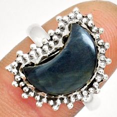 5.80cts solitaire natural black pietersite moon 925 silver ring size 8 y12468