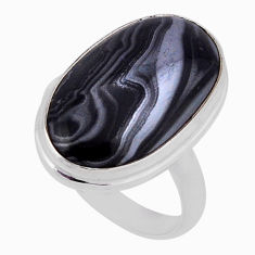16.32cts solitaire natural black psilomelane 925 silver ring size 8.5 n35542