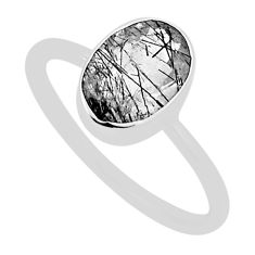 2.65cts solitaire natural black rutile 925 sterling silver ring size 8 n33657