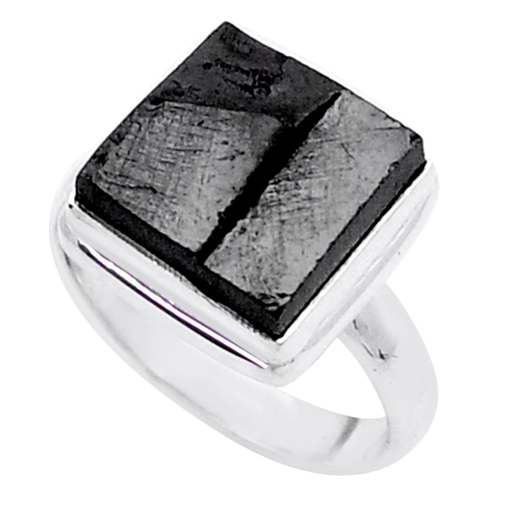 6.67cts solitaire natural black shungite 925 sterling silver ring size 9 u53533