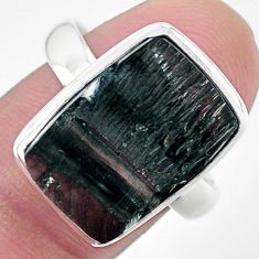 10.79cts solitaire natural black shungite silver solitaire ring size 9 t22394