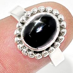 4.02cts solitaire natural black star sapphire 925 silver ring size 7 u29685