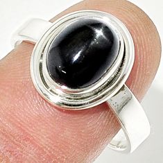 4.10cts solitaire natural black star sapphire 925 silver ring size 9 u29737