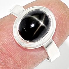 4.10cts solitaire natural black star sapphire 925 silver ring size 7.5 u29682