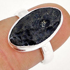 7.09cts solitaire natural black tektite 925 sterling silver ring size 6 y7545