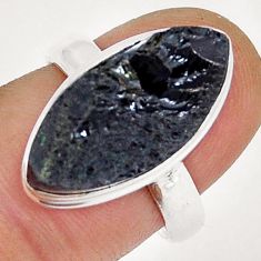 10.63cts solitaire natural black tektite 925 sterling silver ring size 7 y7522