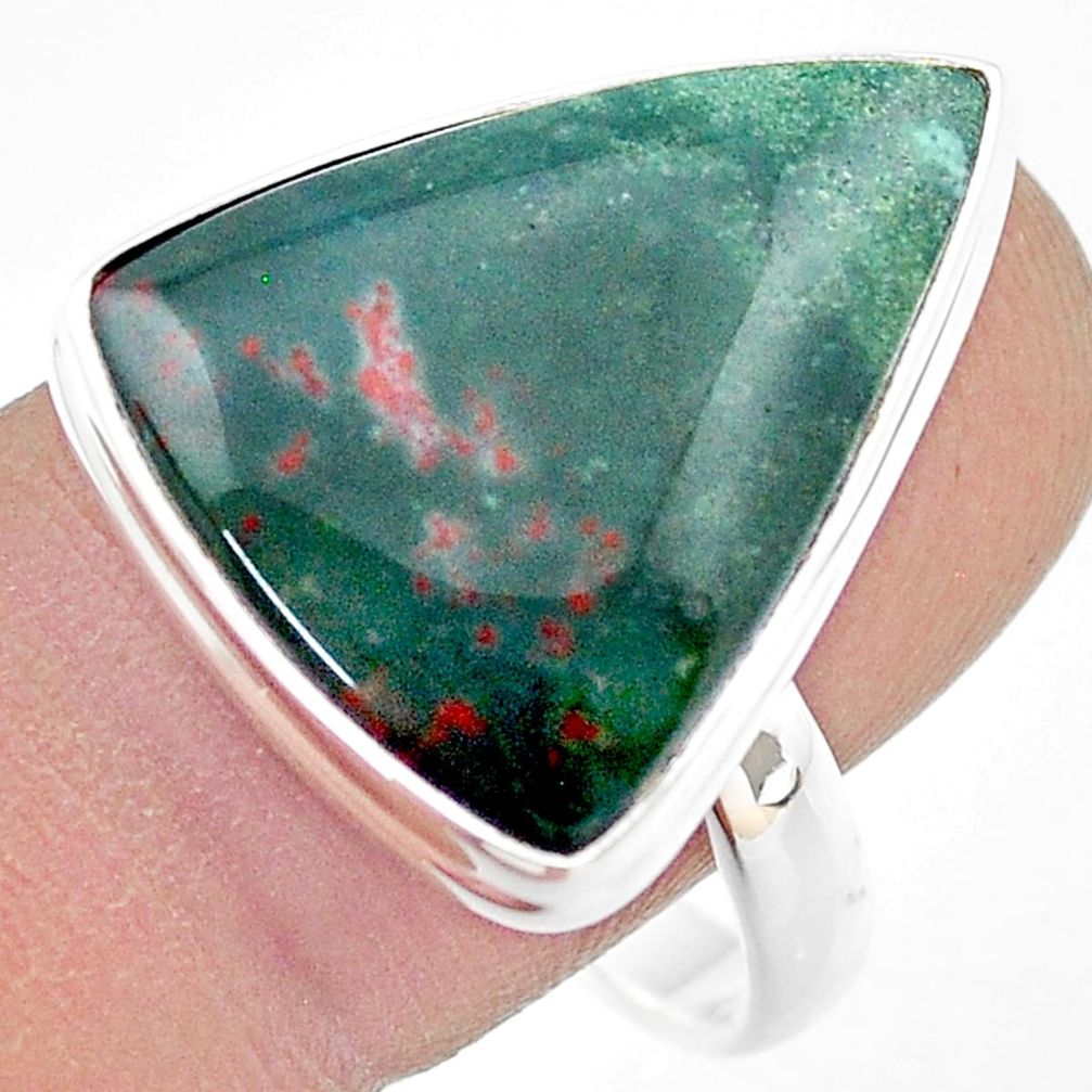 15.16cts solitaire natural bloodstone african 925 silver cocktail ring size 11 u43913