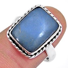 7.12cts solitaire natural blue angelite 925 sterling silver ring size 8.5 y4170