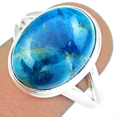 8.52cts solitaire natural blue apatite (madagascar) silver ring size 8.5 u7625