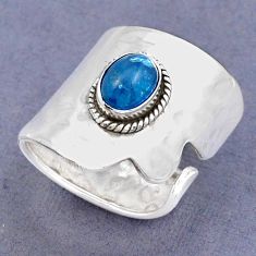 2.19cts solitaire natural blue apatite 925 silver adjustable ring size 7 y2944