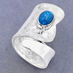 2.10cts solitaire natural blue apatite 925 silver adjustable ring size 7.5 y2956