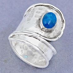 1.81cts solitaire natural blue apatite 925 silver adjustable ring size 7.5 y3666