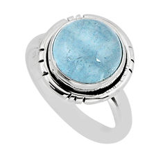 4.90cts solitaire natural blue aquamarine 925 sterling silver ring size 6 y76676