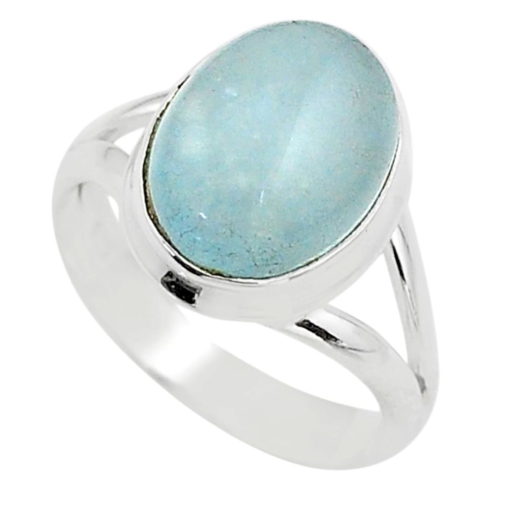 5.16cts solitaire natural blue aquamarine 925 sterling silver ring size 7 t70726