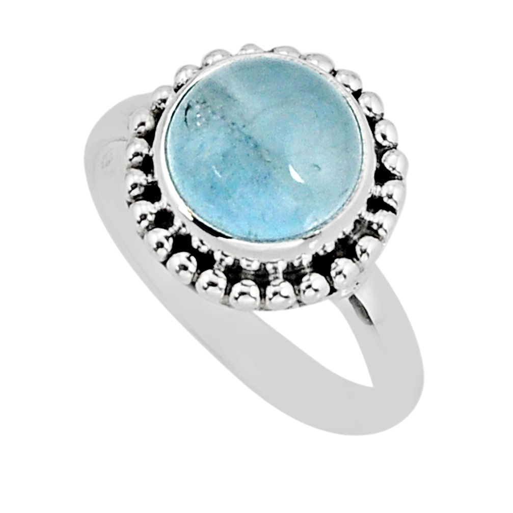 4.67cts solitaire natural blue aquamarine 925 sterling silver ring size 7 y76672