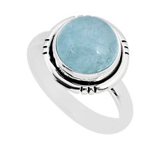 4.90cts solitaire natural blue aquamarine 925 sterling silver ring size 7 y76673