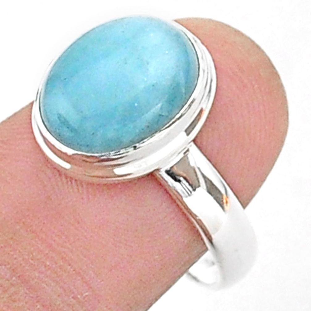 4.69cts solitaire natural blue aquamarine 925 sterling silver ring size 8 t38305