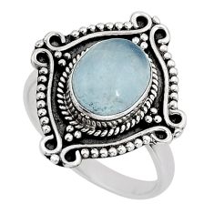 4.13cts solitaire natural blue aquamarine 925 sterling silver ring size 8 y78124