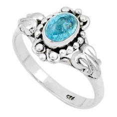 1.47cts solitaire natural blue aquamarine 925 sterling silver ring size 9 u19542