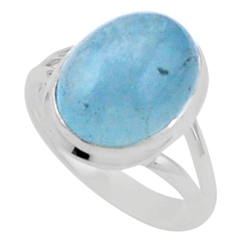 7.38cts solitaire natural blue aquamarine 925 sterling silver ring size 9 u2467
