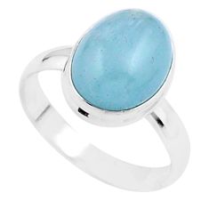 6.74cts solitaire natural blue aquamarine oval 925 silver ring size 11 u12270