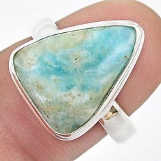 10.37cts solitaire natural blue aragonite 925 silver ring size 7.5 u47320