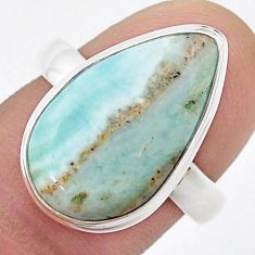 12.41cts solitaire natural blue aragonite 925 sterling silver ring size 8 u47322