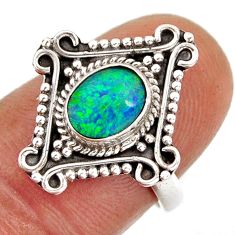 2.17cts solitaire natural blue australian opal triplet silver ring size 7 y78151