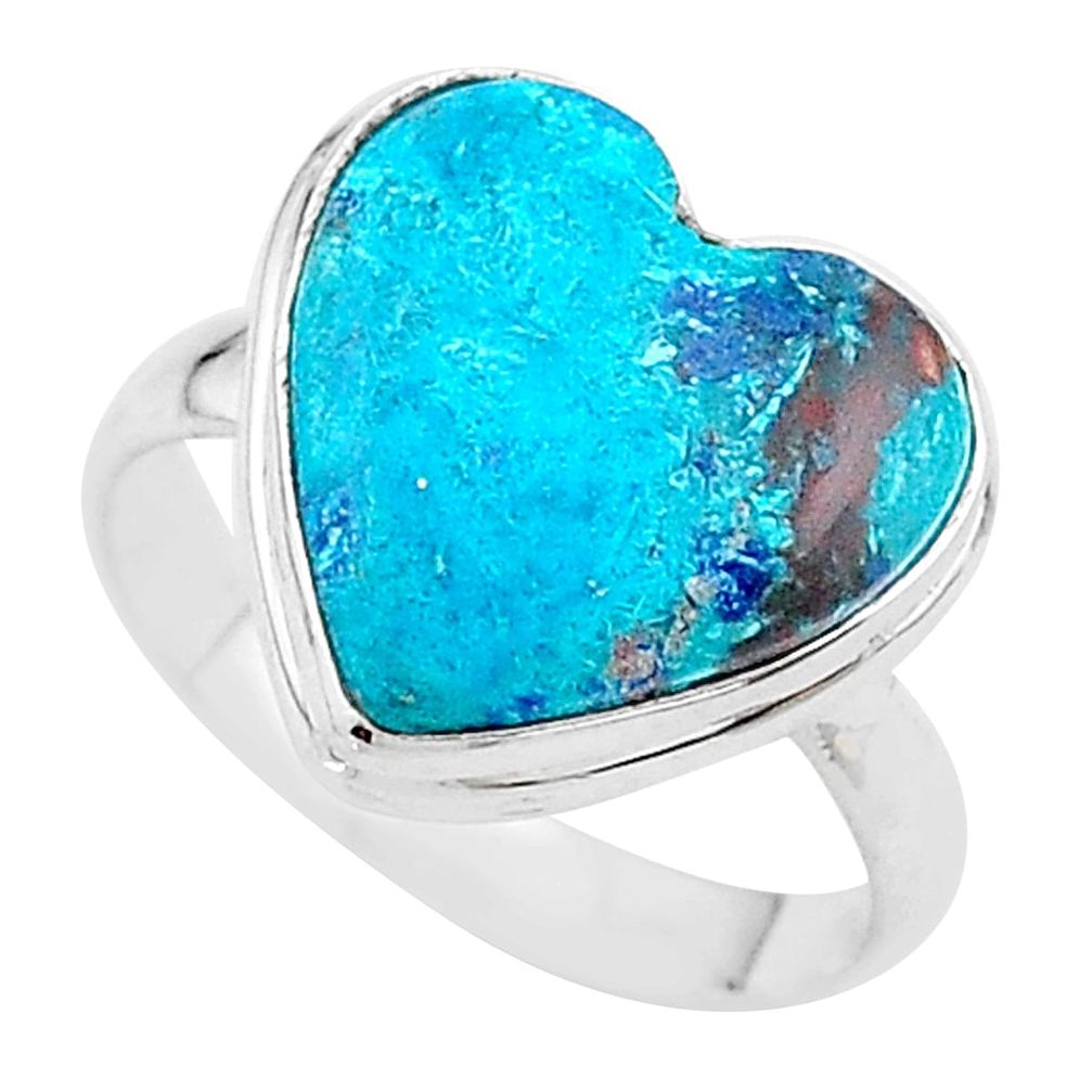 13.55cts solitaire natural blue chrysocolla 925 silver ring size 10 t17911