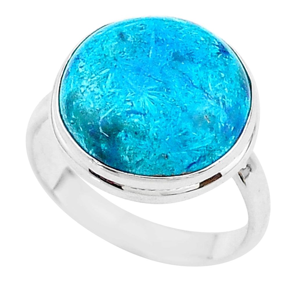 14.40cts solitaire natural blue chrysocolla 925 silver ring size 10 t17917