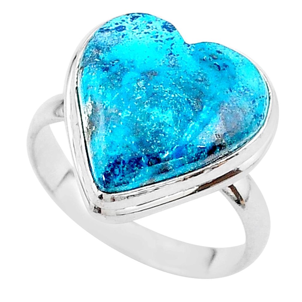 16.12cts solitaire natural blue chrysocolla 925 silver ring size 11 t17912