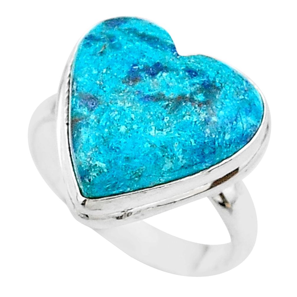 15.80cts solitaire natural blue chrysocolla 925 silver ring size 10.5 t17901
