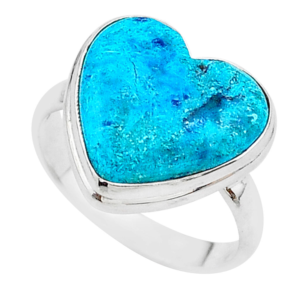 14.33cts solitaire natural blue chrysocolla 925 silver ring size 10.5 t17902